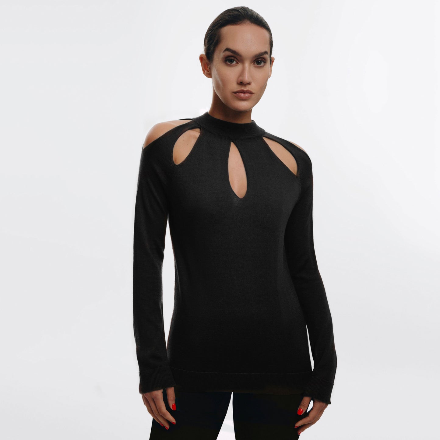 Florae Jaipur Cutout Sweater - Black