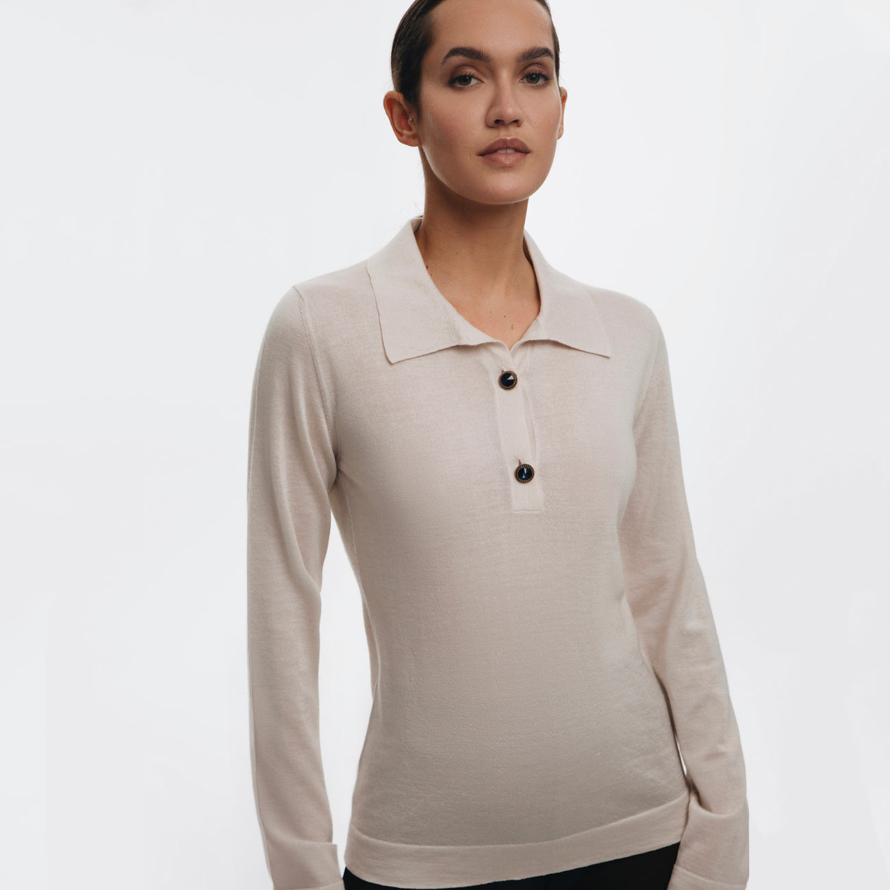 Polli Jaipur Polo-Shirt Sweater - Cream