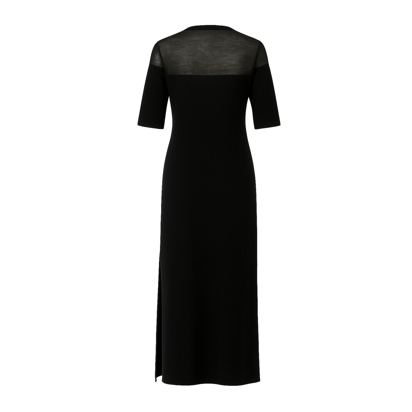 Chloe Jaipur Long Dress with Drop-Needle Net Detailing - Black
