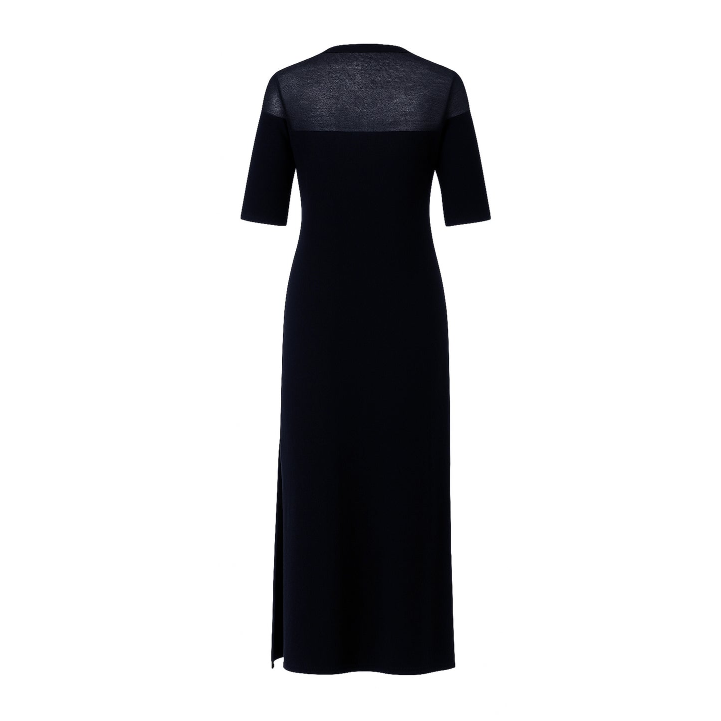 Chloe Jaipur Long Dress with Drop-Needle Net Detailing - Navy