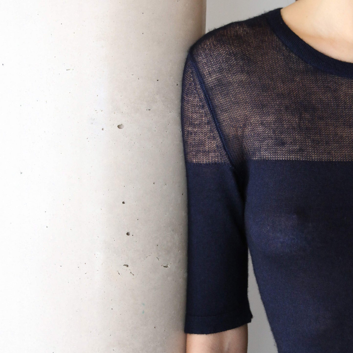 Chloe Jaipur Long Dress with Drop-Needle Net Detailing - Navy