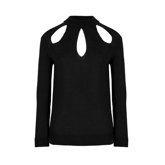 Florae Jaipur Cutout Sweater - Black