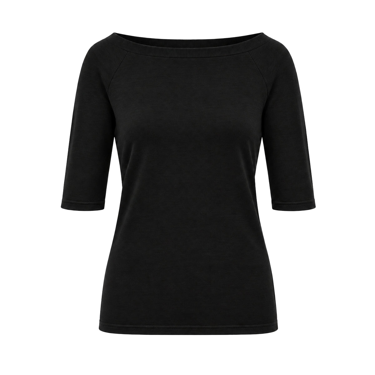 Ines Cashmere Top with Crew Neck - Black