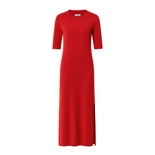 Nereide cashmere long dress in red – front view – Georgina Brandolini