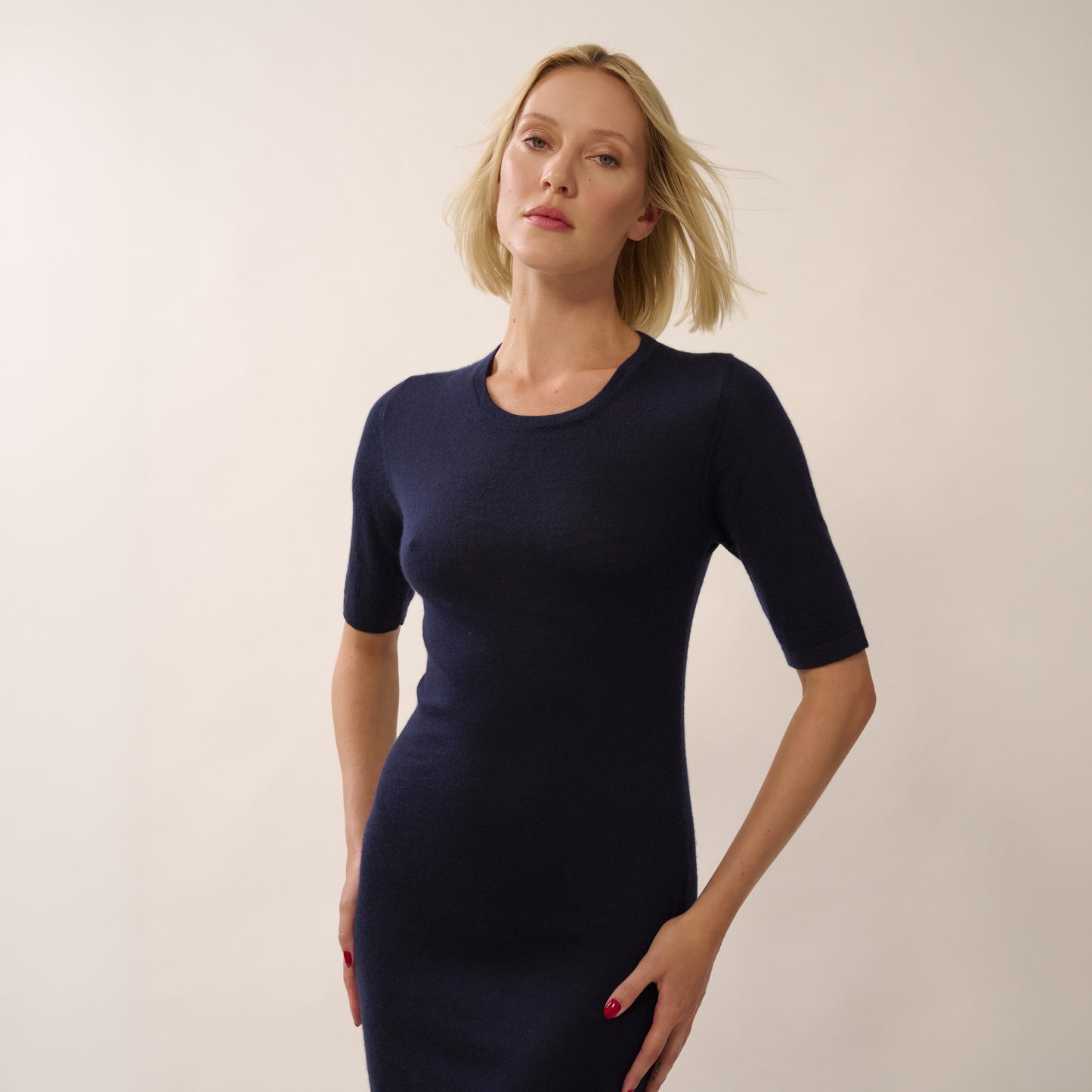 Nereide Long Dress Mid-Length Sleeves - Navy