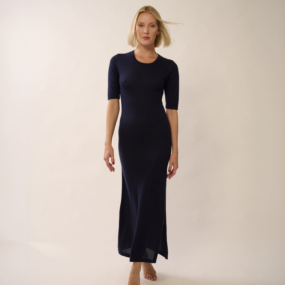 Nereide Long Dress Mid-Length Sleeves - Navy