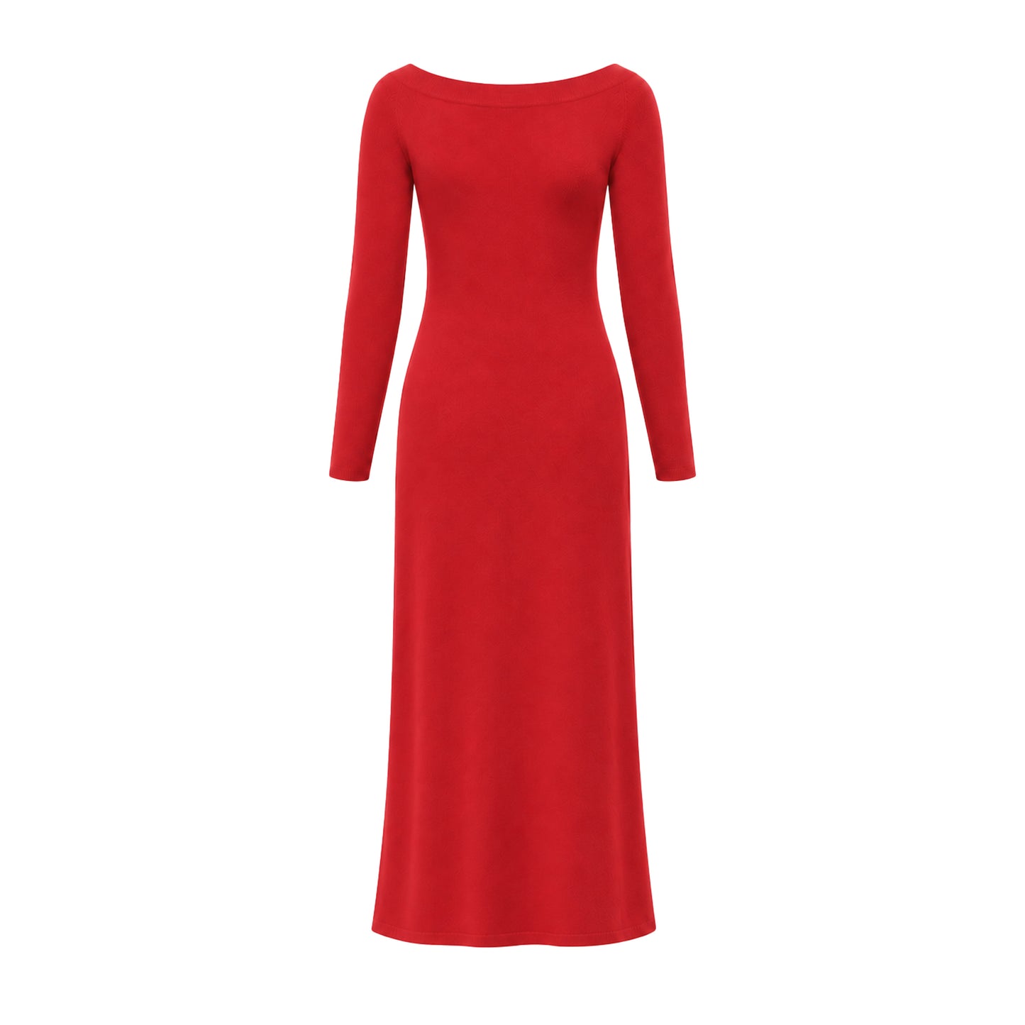 Opali Cashmere Long Dress with Crew Neck - Red