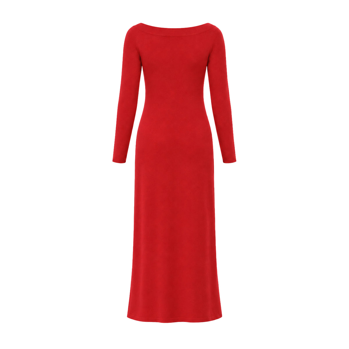 Opali Cashmere Long Dress with Crew Neck - Red