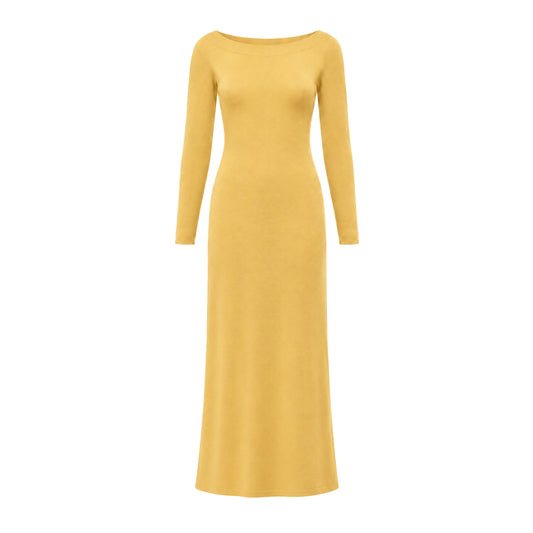 Opali Cashmere Long Dress with Crew Neck - Sun